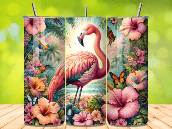 Download Tropical Hibiscus Flamingo Beach Tumbler - Premium Resources