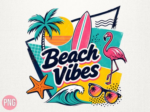 Download Retro Beach Vibes Summer PNG T-Shirt - Beach vibes Collection