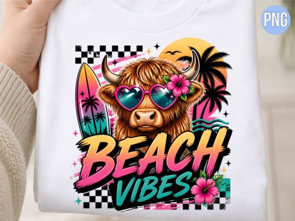 Download Beach Vibes Highland Cow Surfboard PNG - Beach vibes Collection