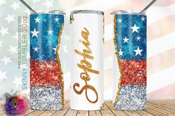 Download Add Name, Red White Blue Glitter Tumbler - Premium Bundle